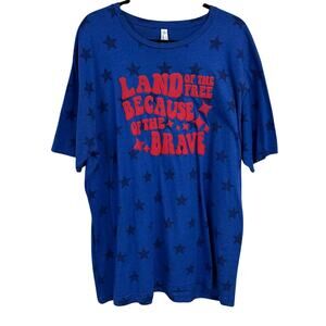 Code Five Blue Red 4th of July Patriotic Star Print Short Sleeve Tee Womens 2XL